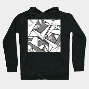 Speckled Paper Airplane Scraps, Black and White Digital Illustration Hoodie